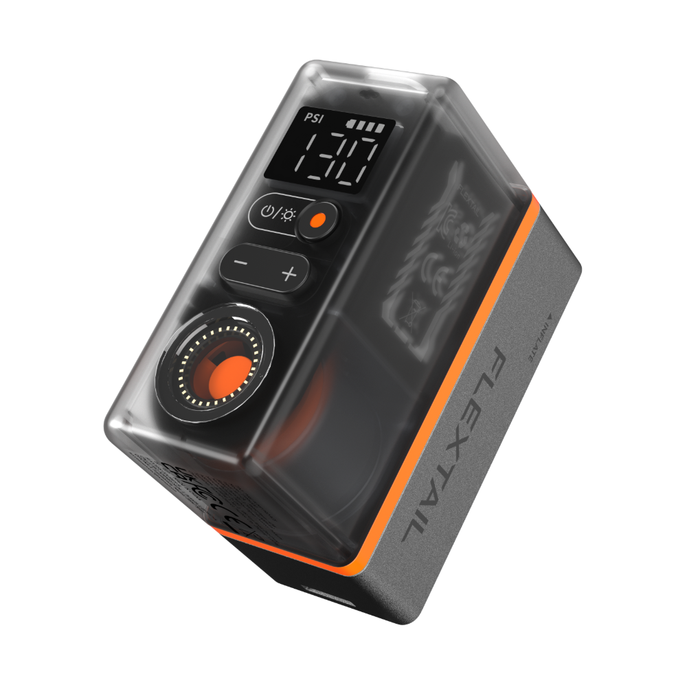 TINY TIRE PUMP 200 - 130PSI Mini-Elektropumpe mit Manometer und stylischem Rücklicht