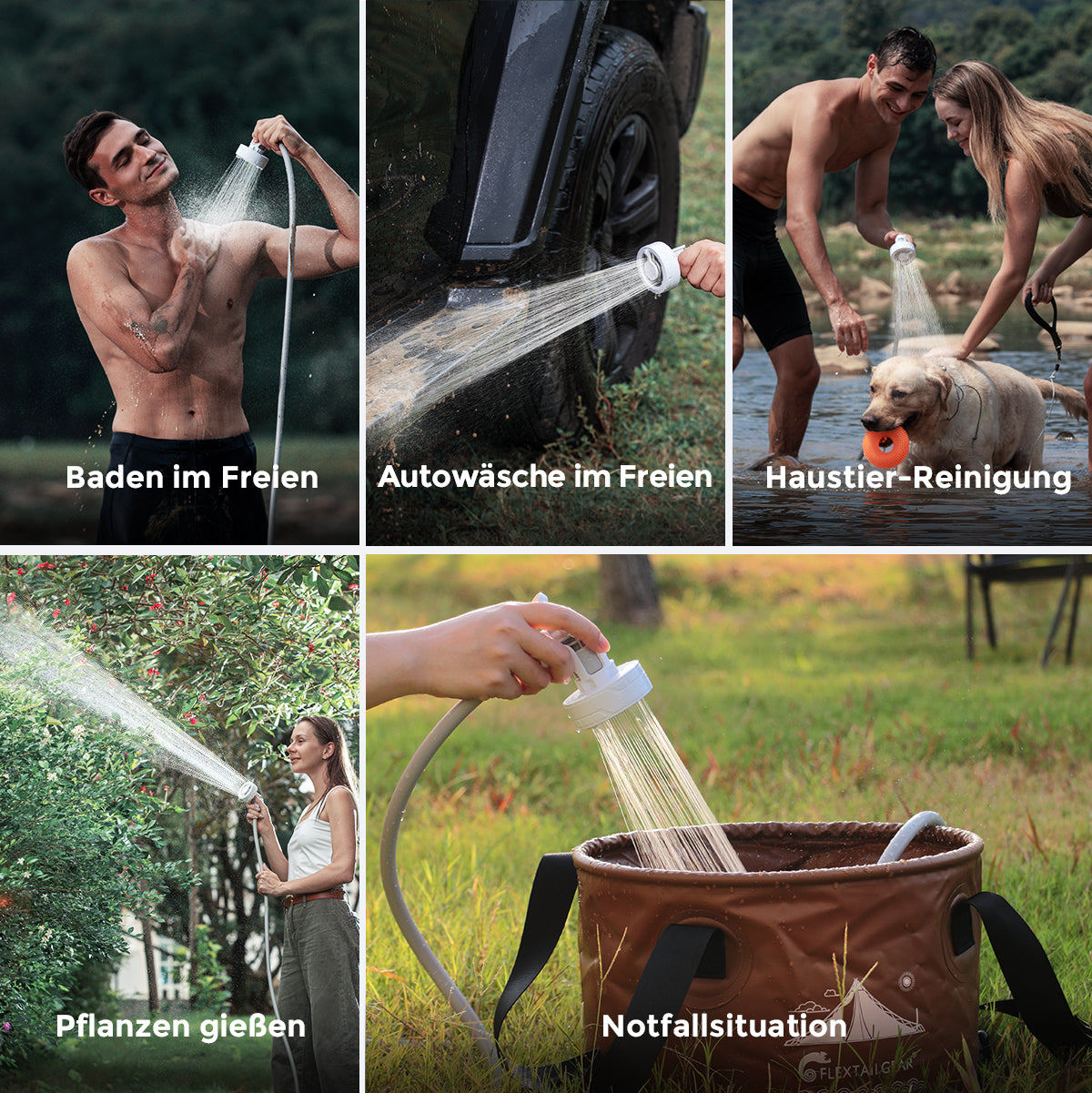 MAX SHOWER - Ultraleichte, wiederaufladbare Instant Outdoor-Duschen