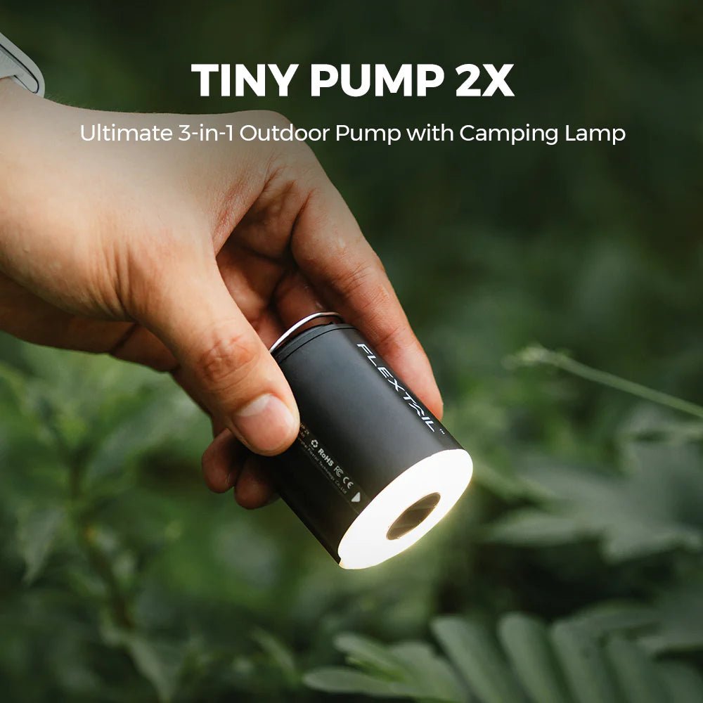 TINY PUMP 2X - Ultimative 3-in-1-Outdoor Pumpe mit Campinglampe