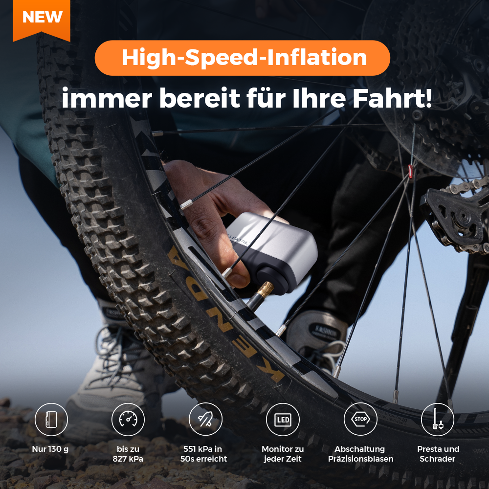 TINY BIKE PUMP PRO-120 PSI Hochdruck-Fahrradpumpe mit LED-Anzeige