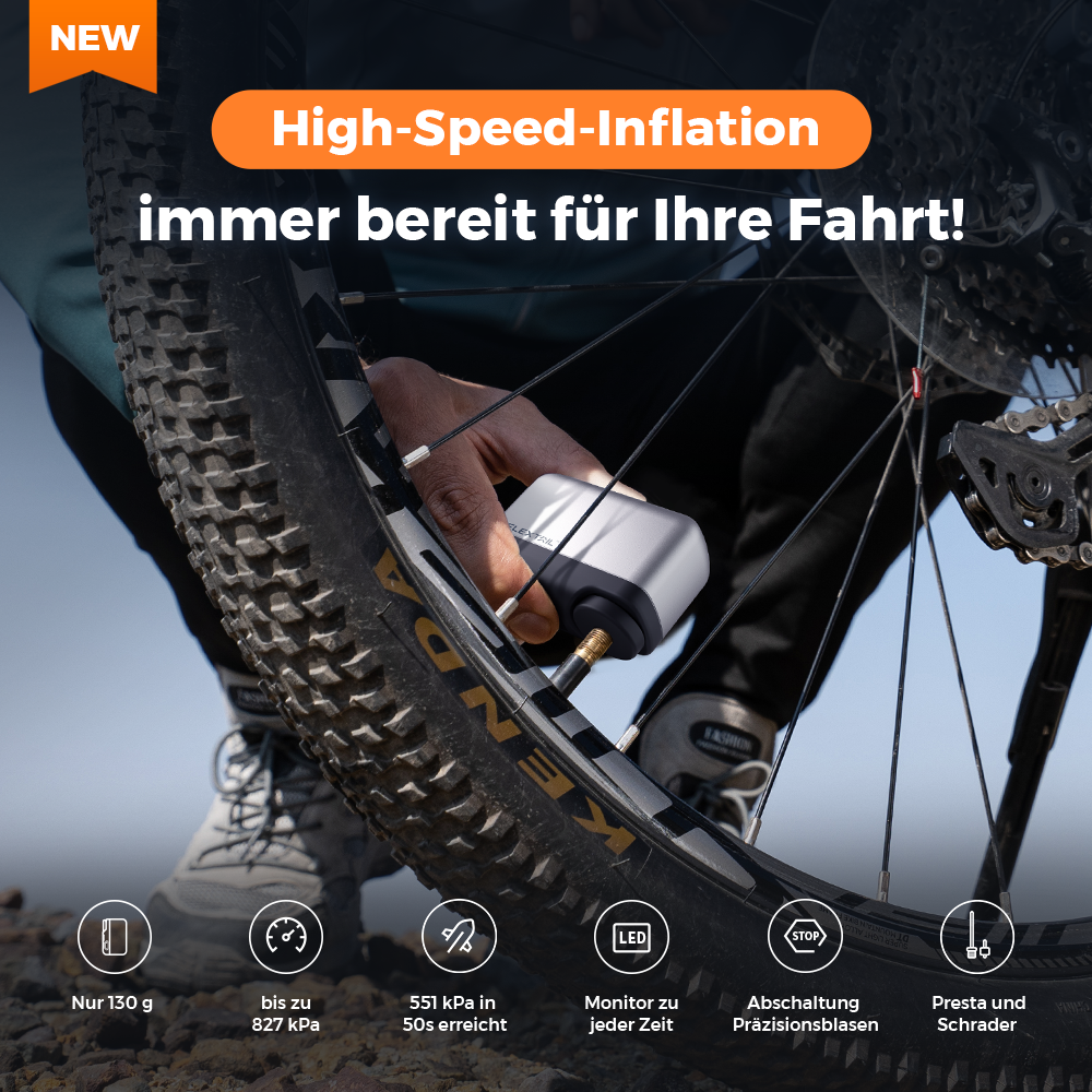 fahrradpumpe mobil TINY BIKE PUMP PRO-120 PSI Hochdruck-Fahrradpumpe mit LED-Anzeige