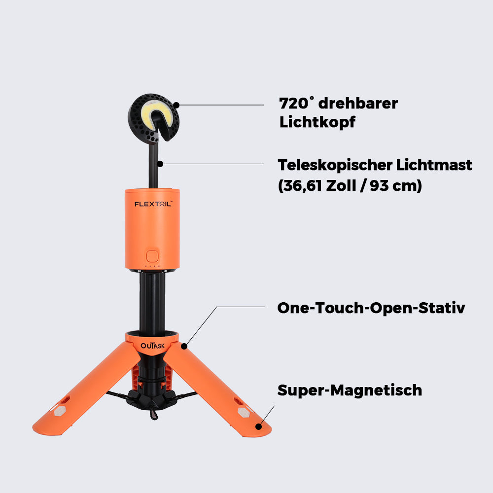 EVO LANTERN - FLEXTAIL x OuTask 2-in-1-Teleskopleuchte für vielseitige Beleuchtung