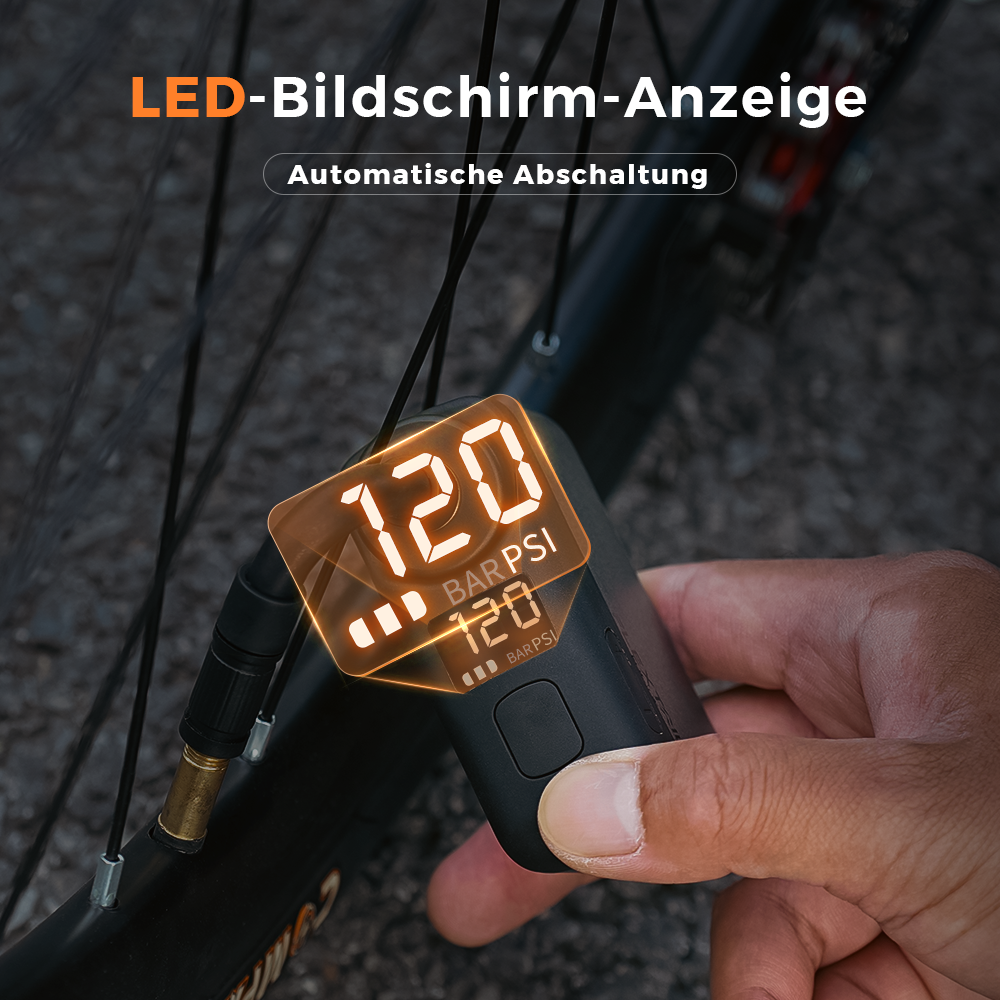 TINY BIKE PUMP PRO-120 PSI Hochdruck-Fahrradpumpe mit LED-Anzeige