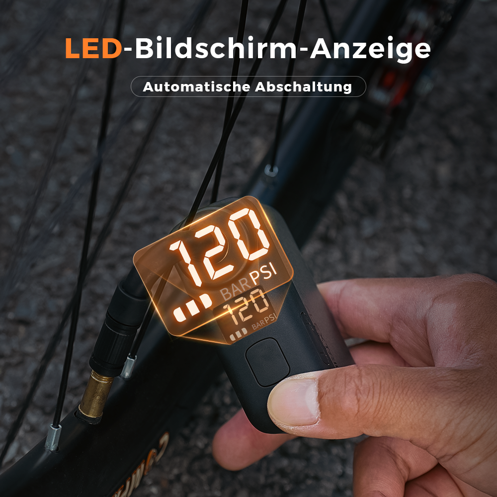 fahrradpumpe mit bar anzeige TINY BIKE PUMP PRO-120 PSI Hochdruck-Fahrradpumpe mit LED-Anzeige